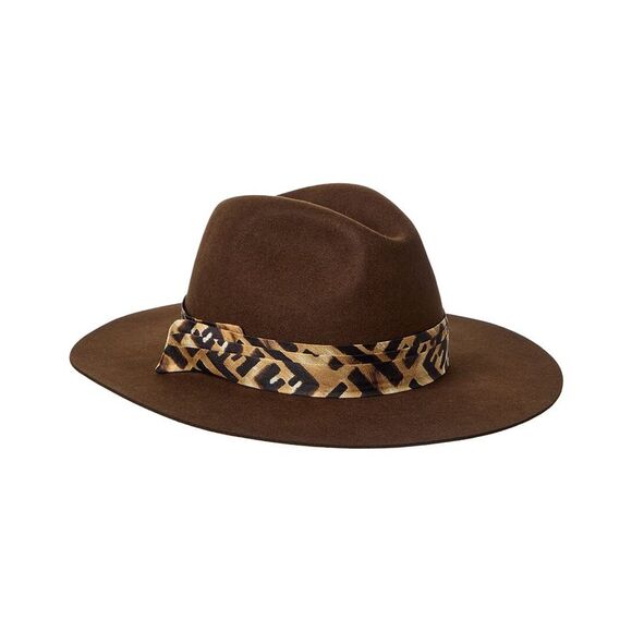 Fendi Silk-Trim Hat Brown